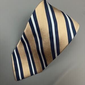 Nautica Tan Navy Striped Tie Classic Preppy Necktie 61x3.5